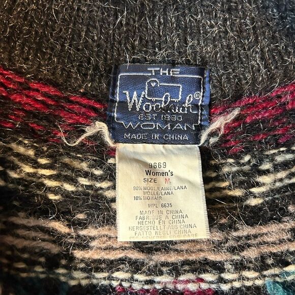 Woolrich women’s Wool Fair Isle Vintage Cardigan Size M - Picture 4 of 9